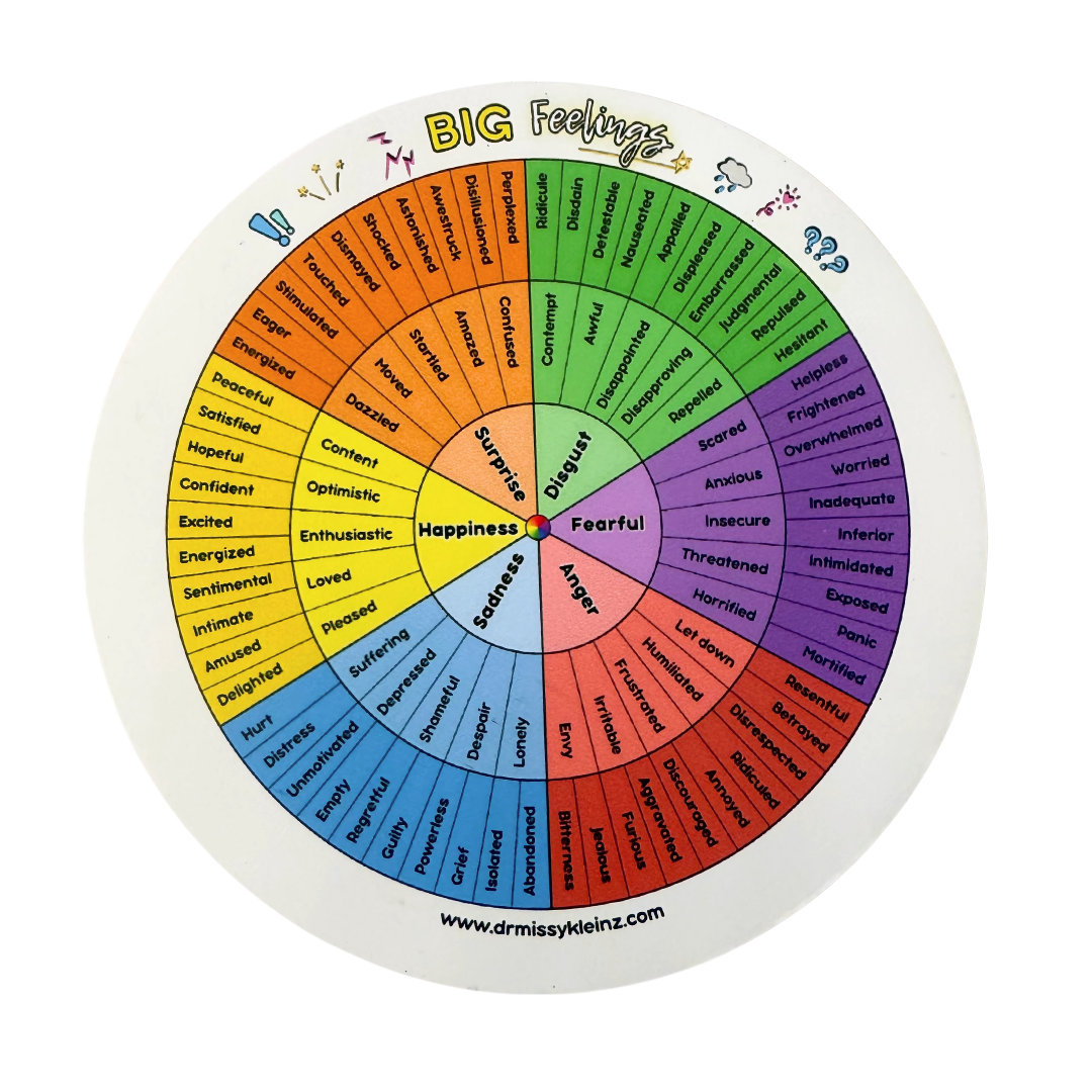 BIG Feelings Wheel 4x4 Sticker – Identify and Name Emotions